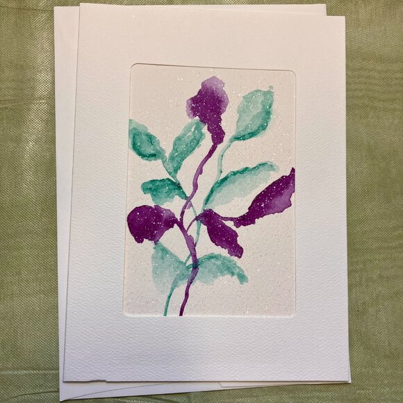 Hand Painted Watercolor Semi Abstract Floral Blank Greeting Cards Set of 8 - Picture 6 of 10